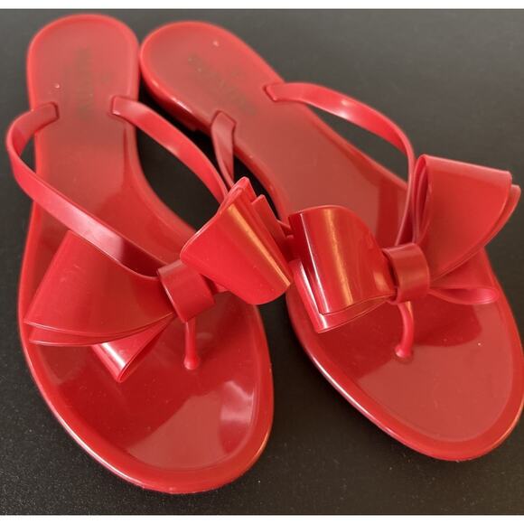 Valentino Garavani Red Jelly Rubber Bow Sandals, Size 38, US 7.5 - Picture 7 of 7